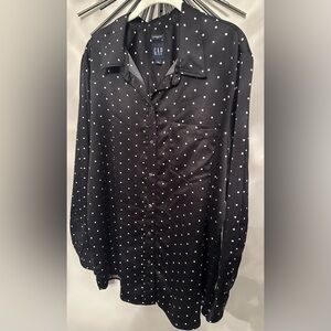 Gap “Boyfriend” Black Polka Dot Blouse/Top